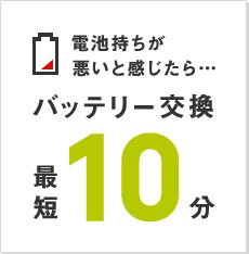 バッテリー交換最短10分